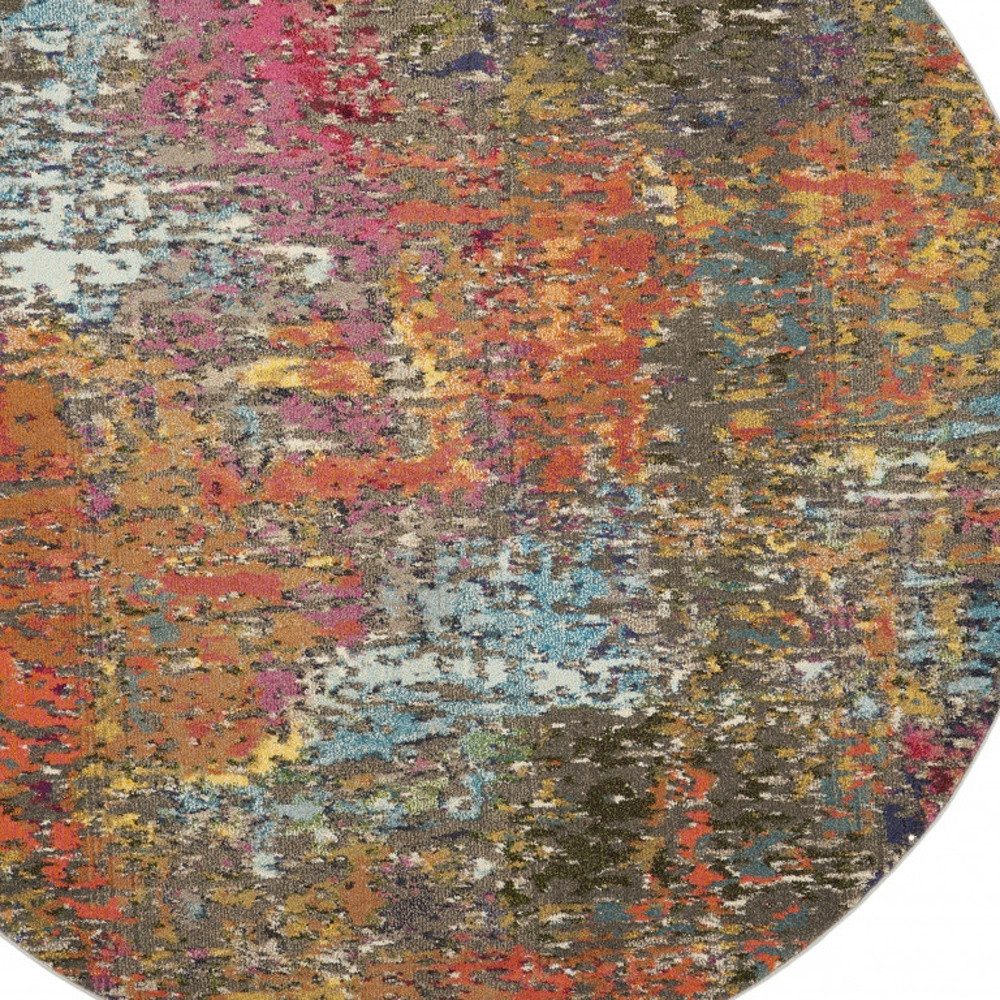 4′ Sunset Abstract Round Rug