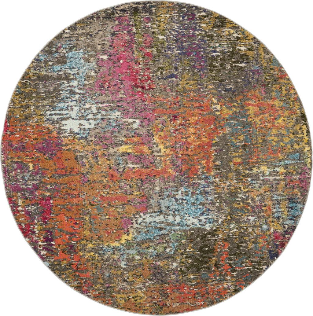 5′ X 5′ Sunset Abstract Round Rug