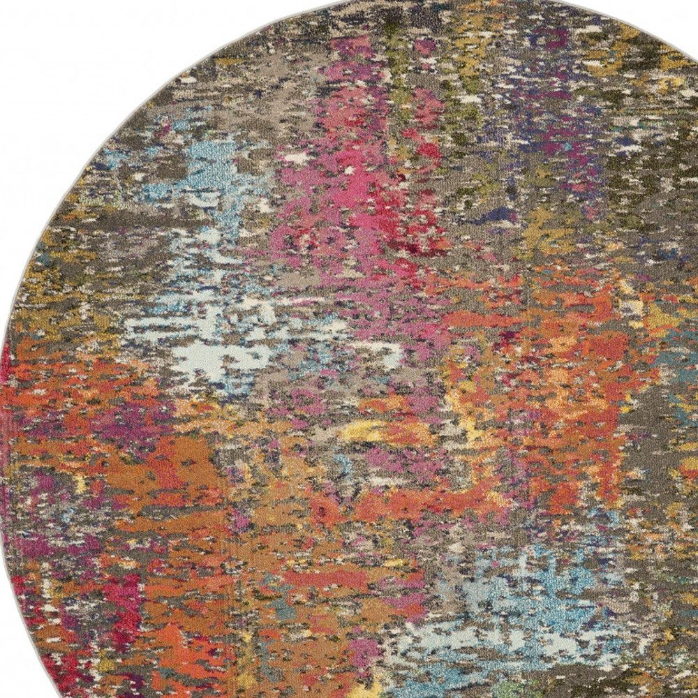 5′ X 5′ Sunset Abstract Round Rug