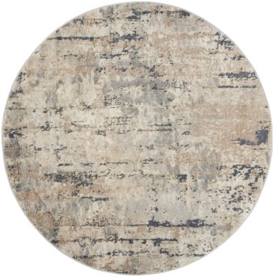 Beige and Gray Abstract Polypropylene Non Skid Area Rug
