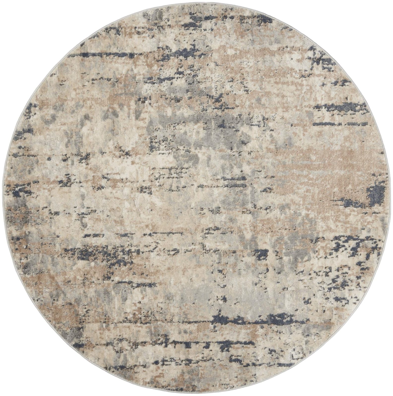 Beige and Gray Abstract Polypropylene Non Skid Area Rug