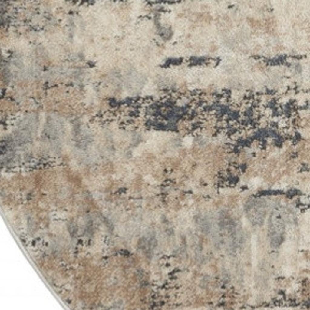 Beige and Gray Abstract Polypropylene Non Skid Area Rug