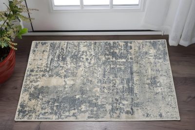 2′ X 4′ Beige and Gray Abstract Distressed Area Rug