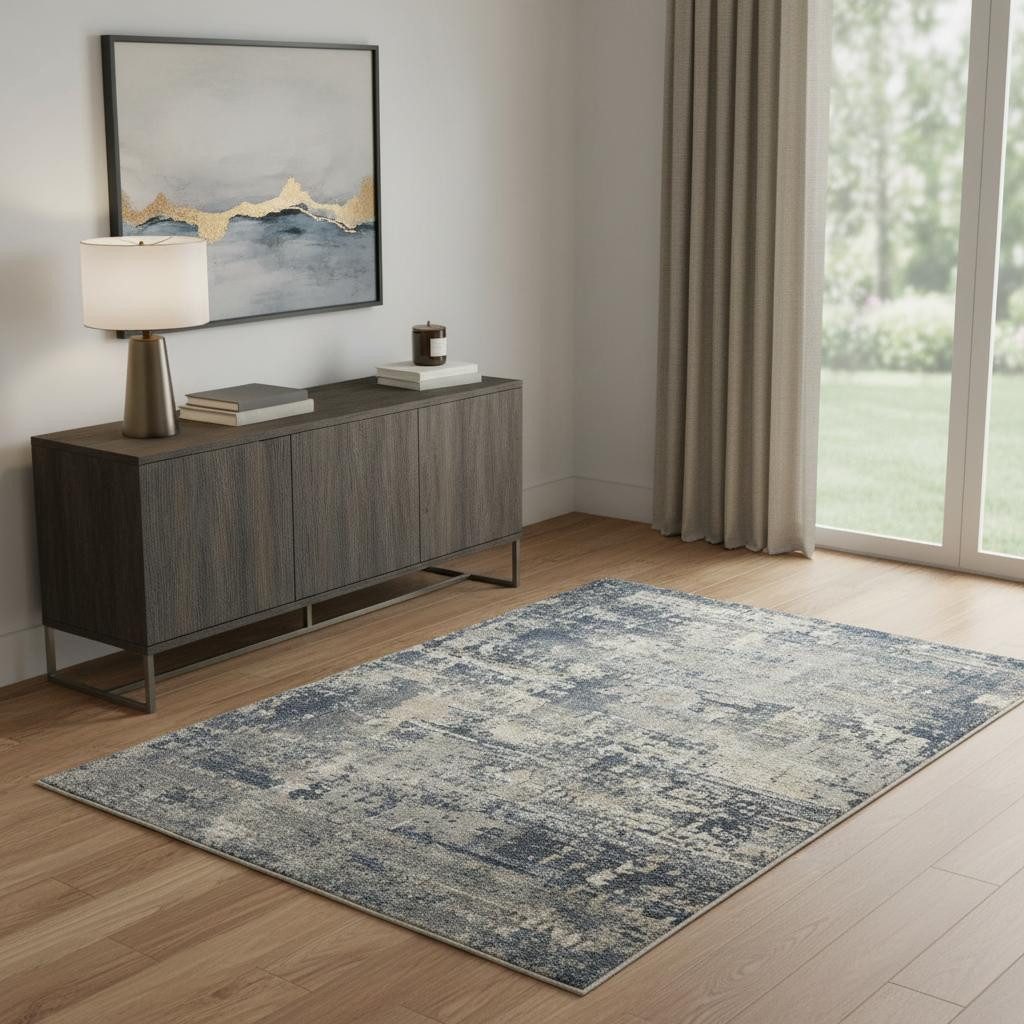 4′ X 6′ Grey and Beige Abstract Area Rug