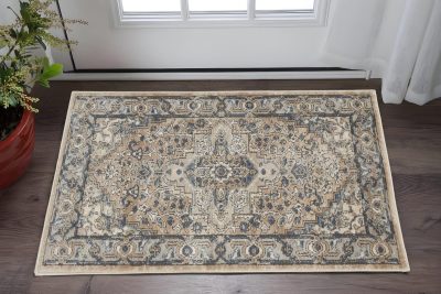 2′ X 4′ Beige And Ivory Oriental Distressed Area Rug