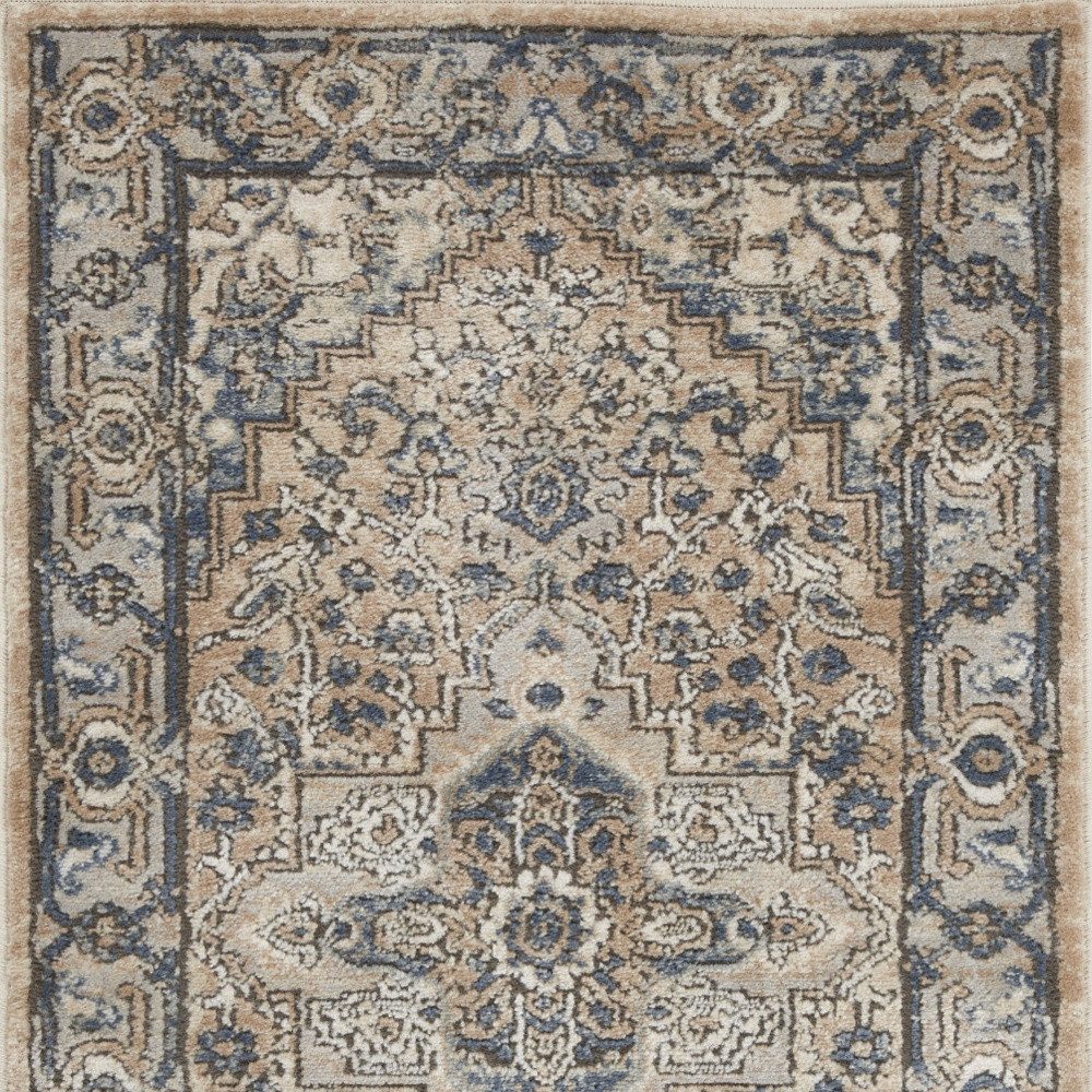 2′ X 4′ Beige And Ivory Oriental Distressed Area Rug