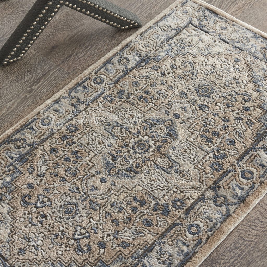 2′ X 4′ Beige And Ivory Oriental Distressed Area Rug