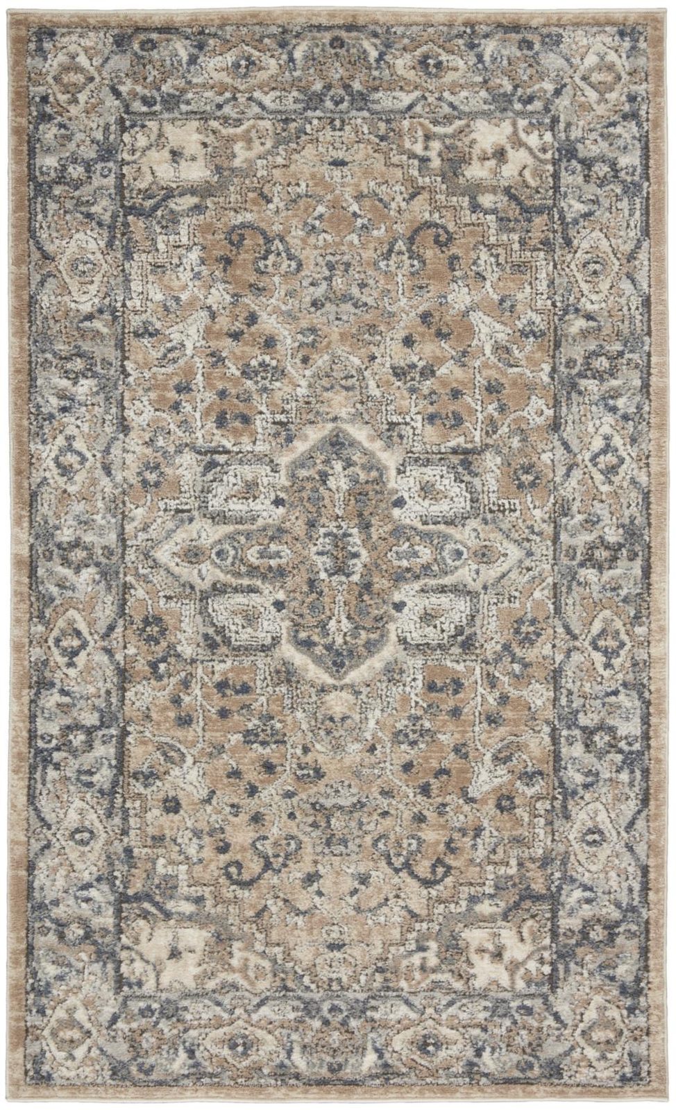 3′ X 5′ Beige and Grey Oriental Area Rug