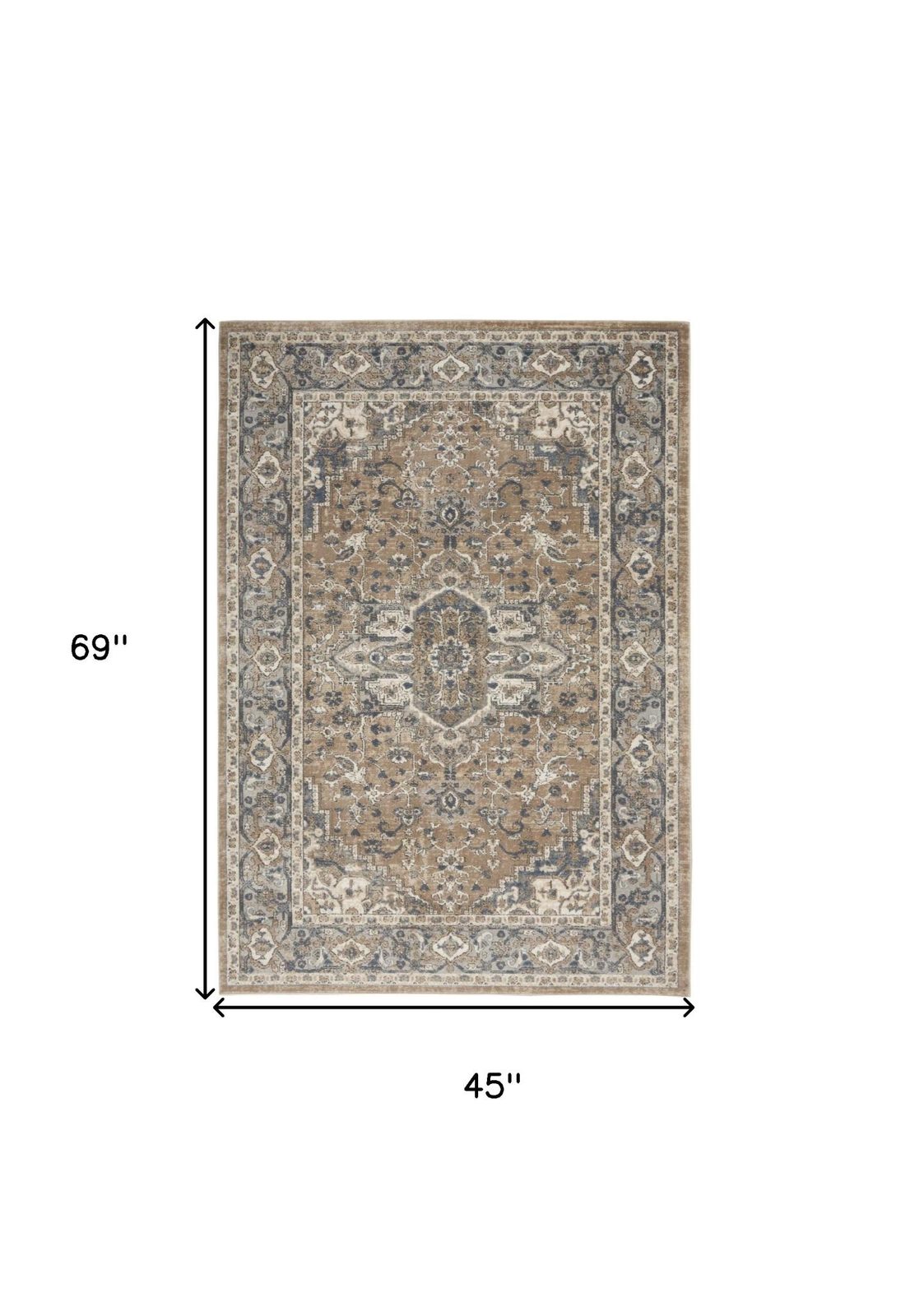 4′ X 6′ Beige And Grey Oriental Area Rug