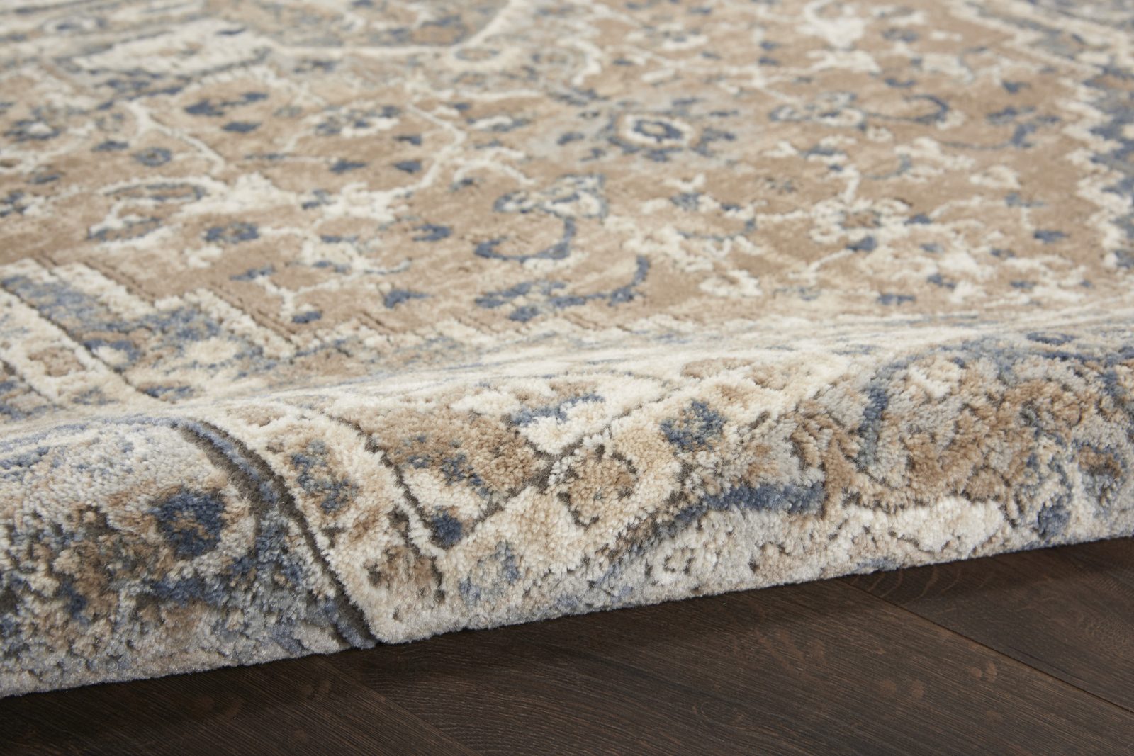 4′ Beige and Ivory Oriental Distressed Round Rug