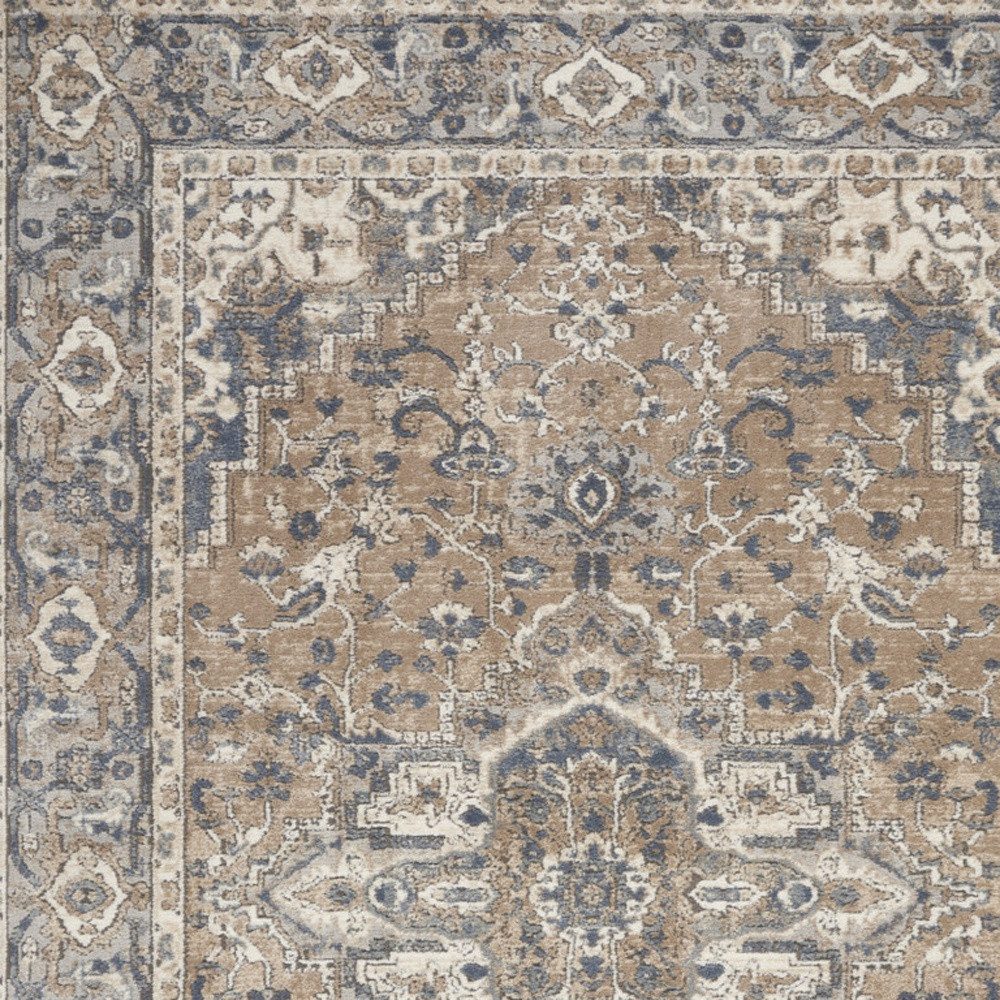 5′ X 7′ Beige And Grey Oriental Area Rug