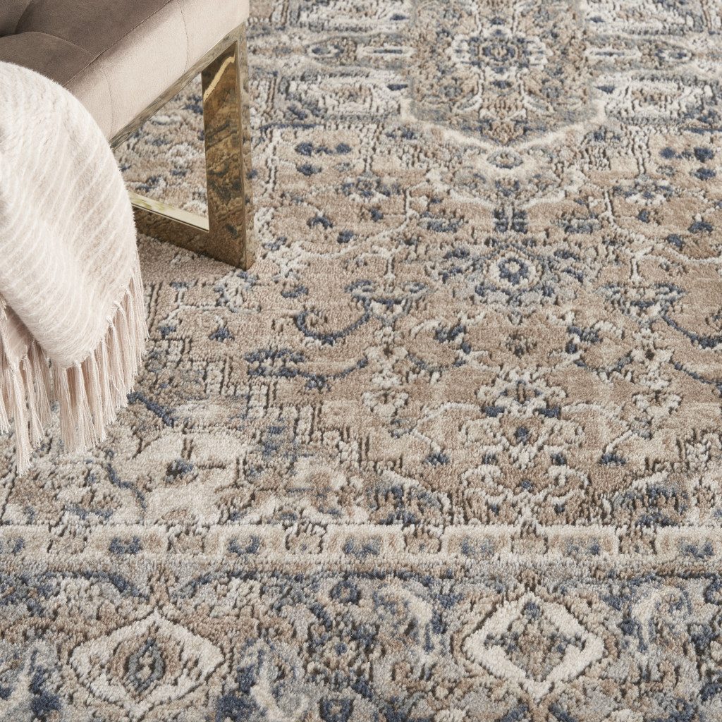 5′ X 7′ Beige And Grey Oriental Area Rug