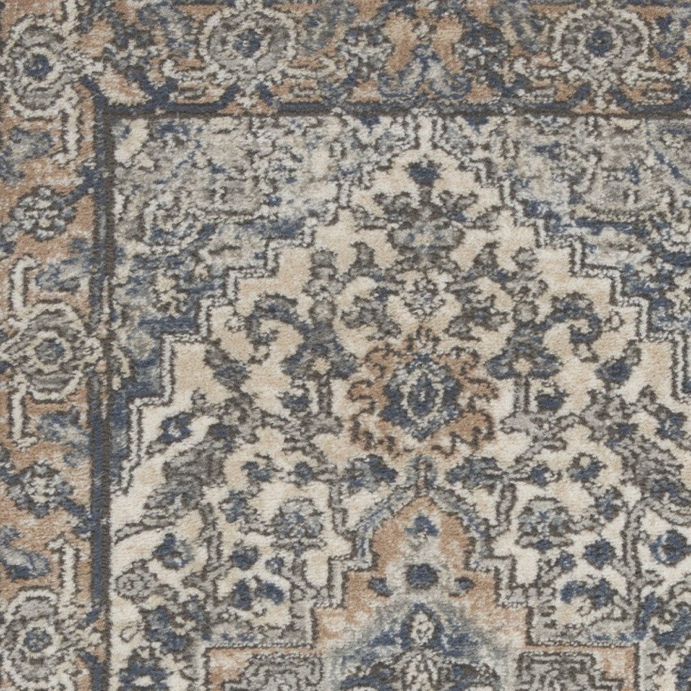 2′ X 4′ Ivory and Grey Oriental Area Rug