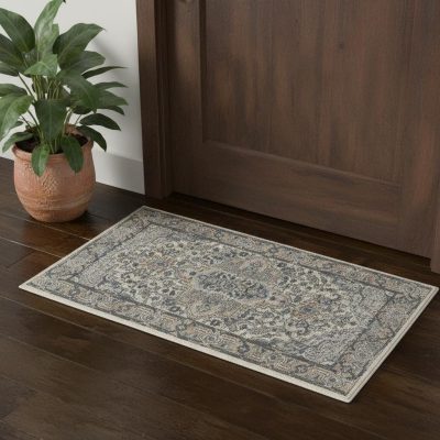 2′ X 4′ Ivory and Grey Oriental Area Rug