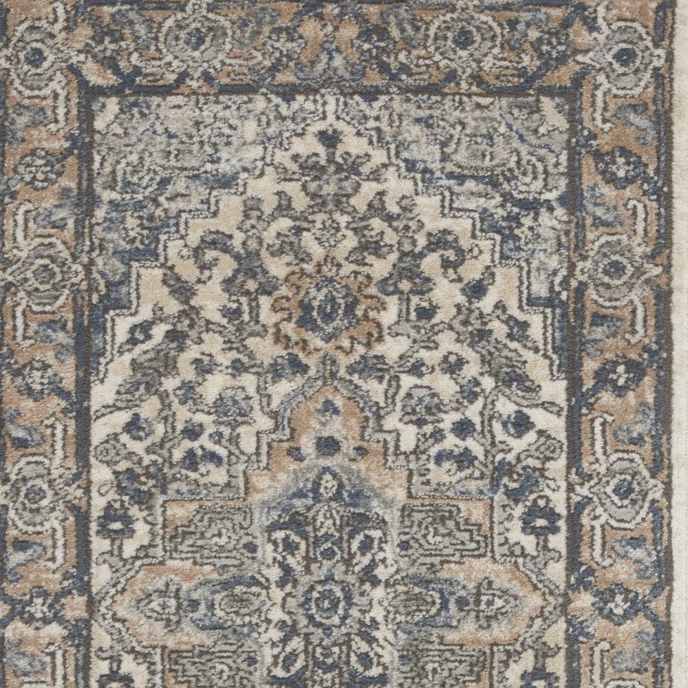 2′ X 4′ Ivory and Grey Oriental Area Rug