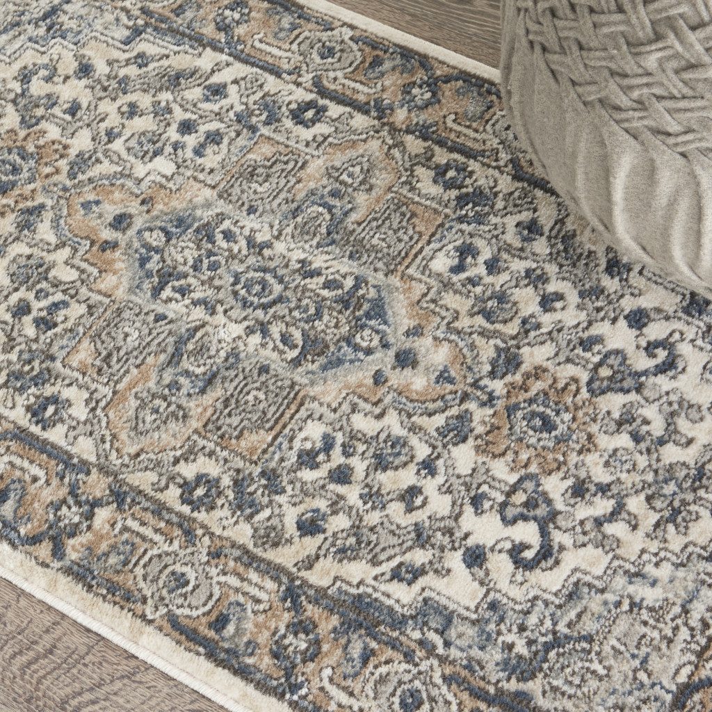 2′ X 4′ Ivory and Grey Oriental Area Rug