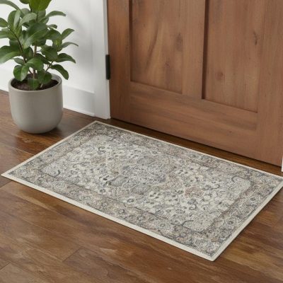 3′ X 5′ Ivory And Grey Oriental Area Rug