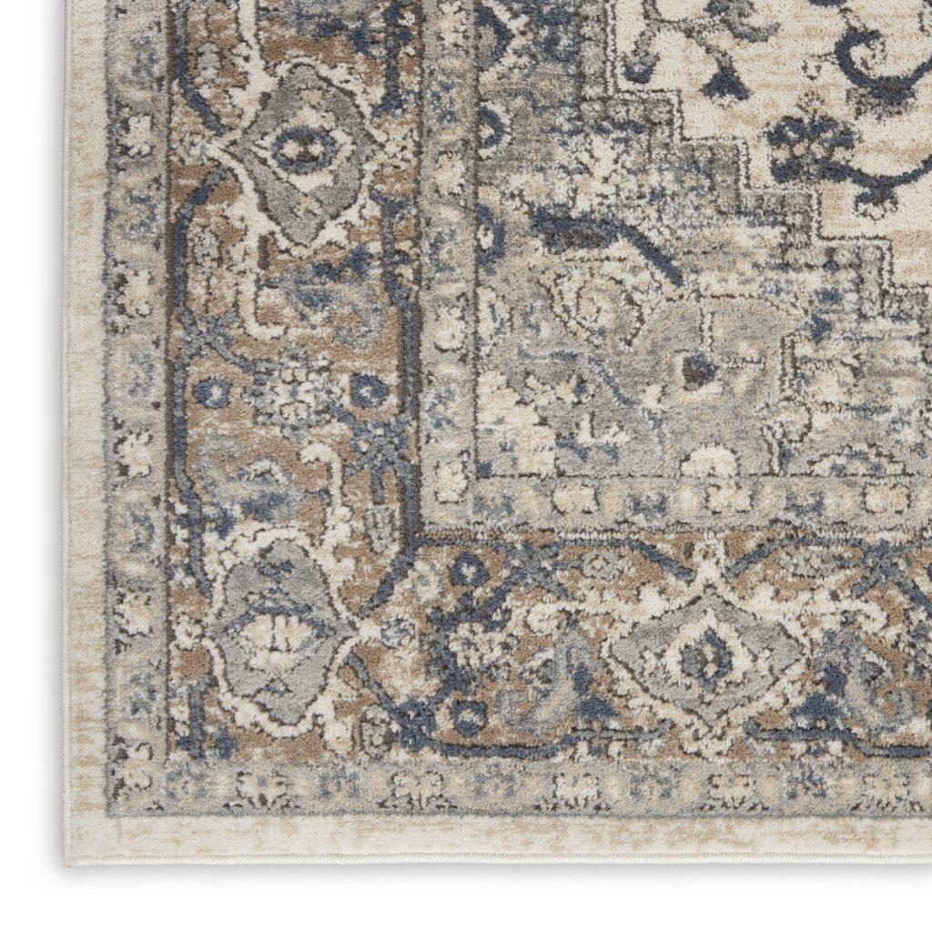 3′ X 5′ Ivory And Grey Oriental Area Rug