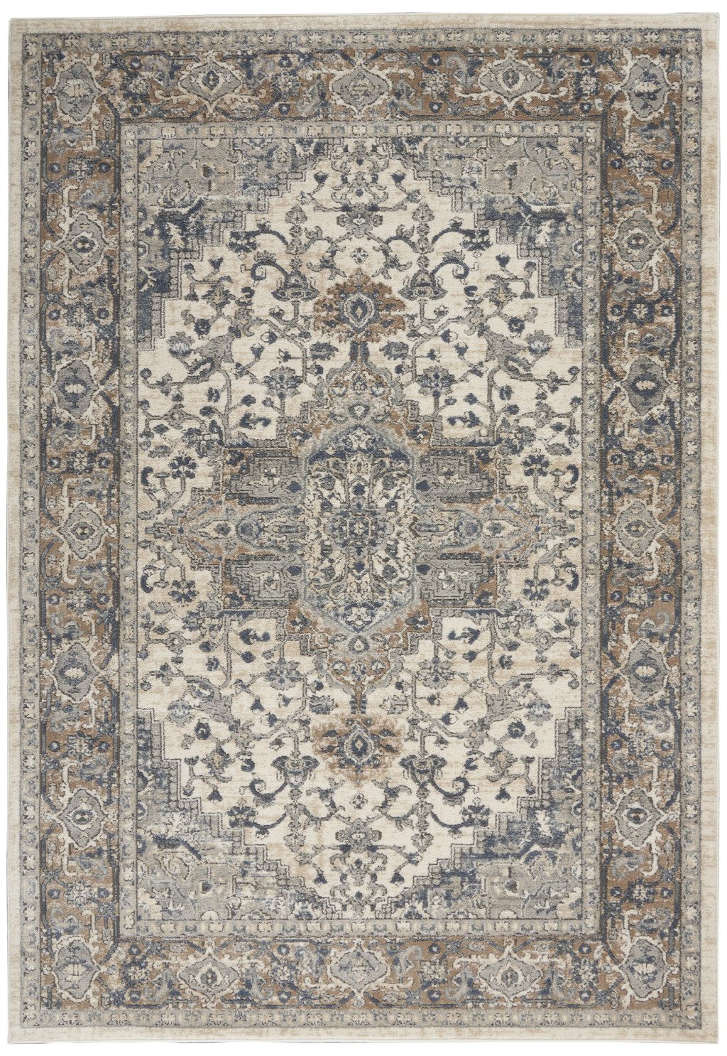 4′ X 6′ Ivory And Grey Oriental Area Rug