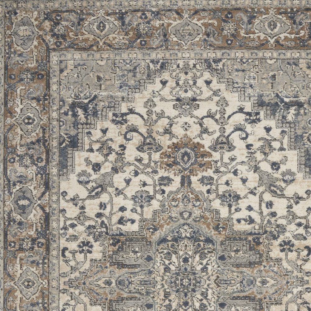 4′ X 6′ Ivory And Grey Oriental Area Rug