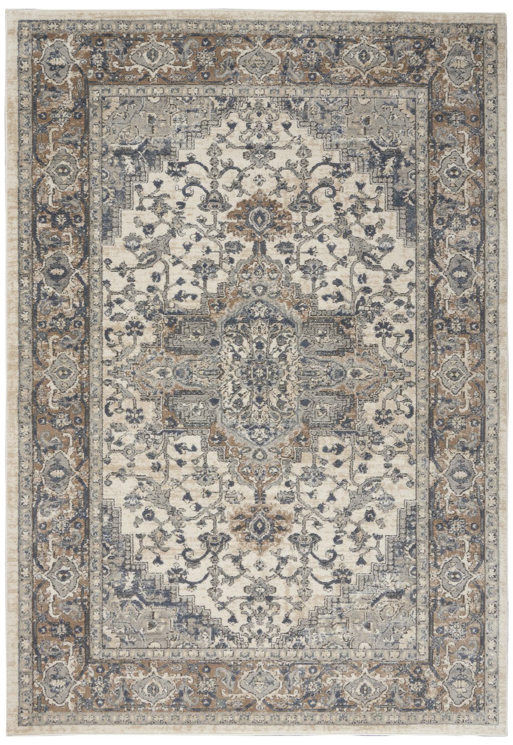 4′ X 6′ Ivory And Grey Oriental Area Rug