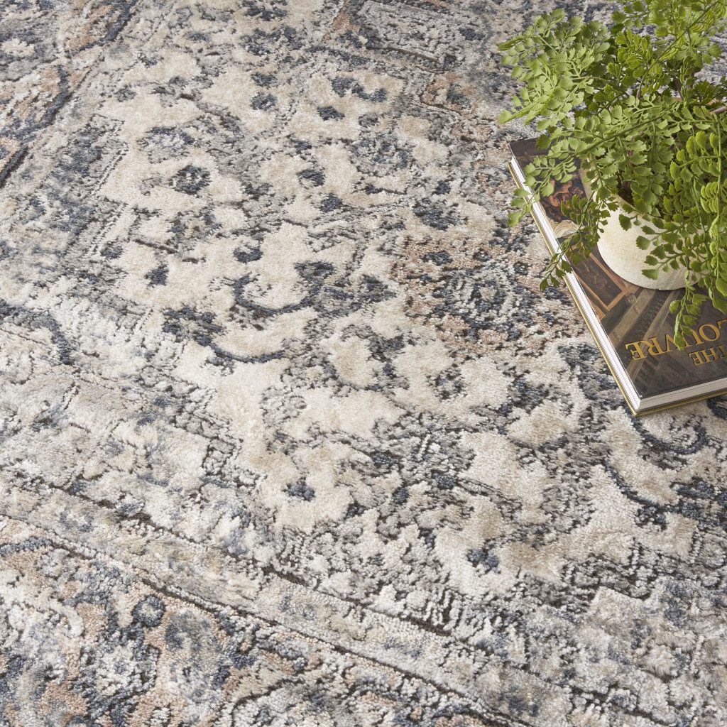 4′ X 6′ Ivory And Grey Oriental Area Rug