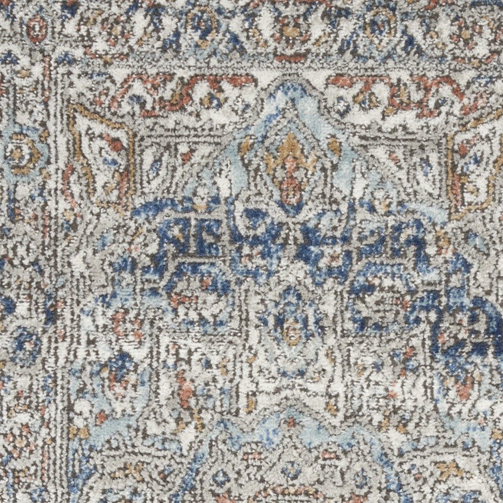 2′ X 4′ Ivory And Blue Oriental Area Rug