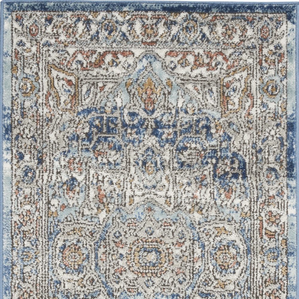 2′ X 4′ Ivory And Blue Oriental Area Rug