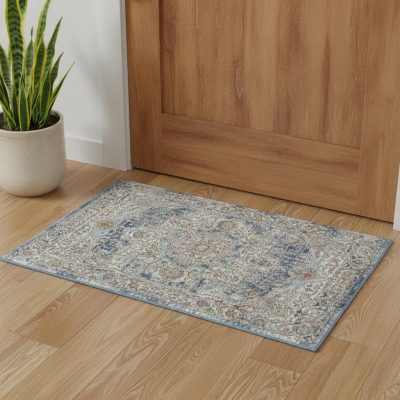 3′ X 5′ Ivory And Blue Oriental Area Rug