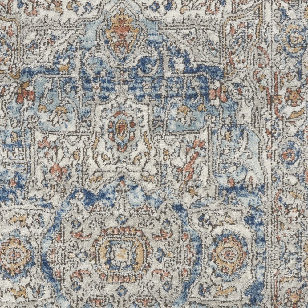 3′ X 5′ Ivory And Blue Oriental Area Rug