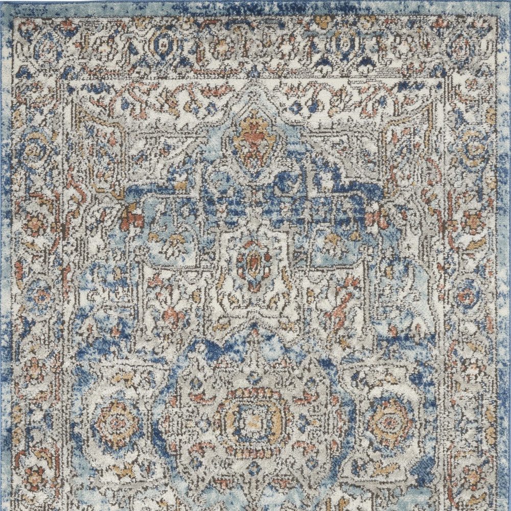 3′ X 5′ Ivory And Blue Oriental Area Rug
