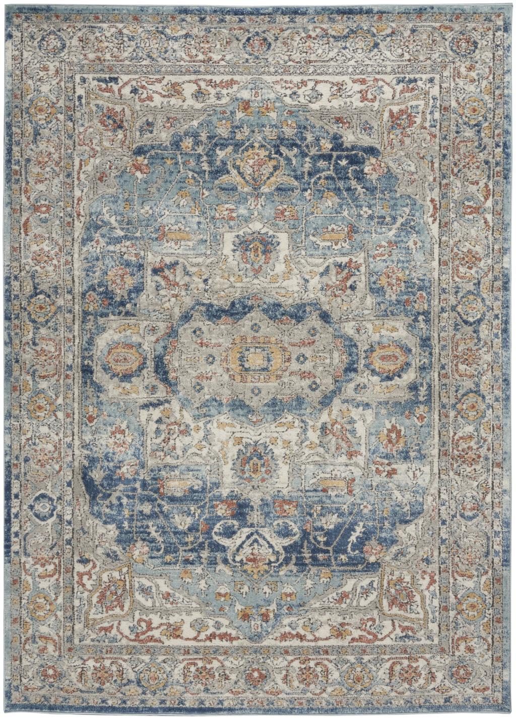 4′ X 6′ Ivory And Blue Oriental Area Rug
