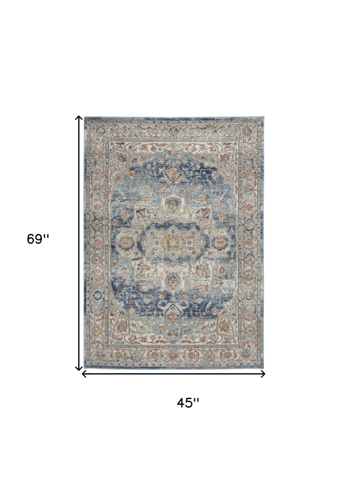 4′ X 6′ Ivory And Blue Oriental Area Rug