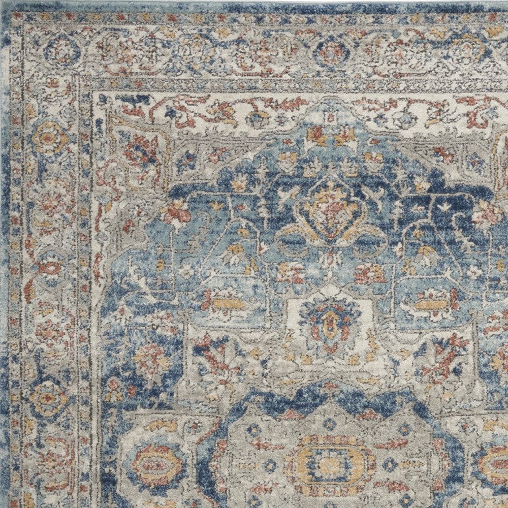 4′ X 6′ Ivory And Blue Oriental Area Rug