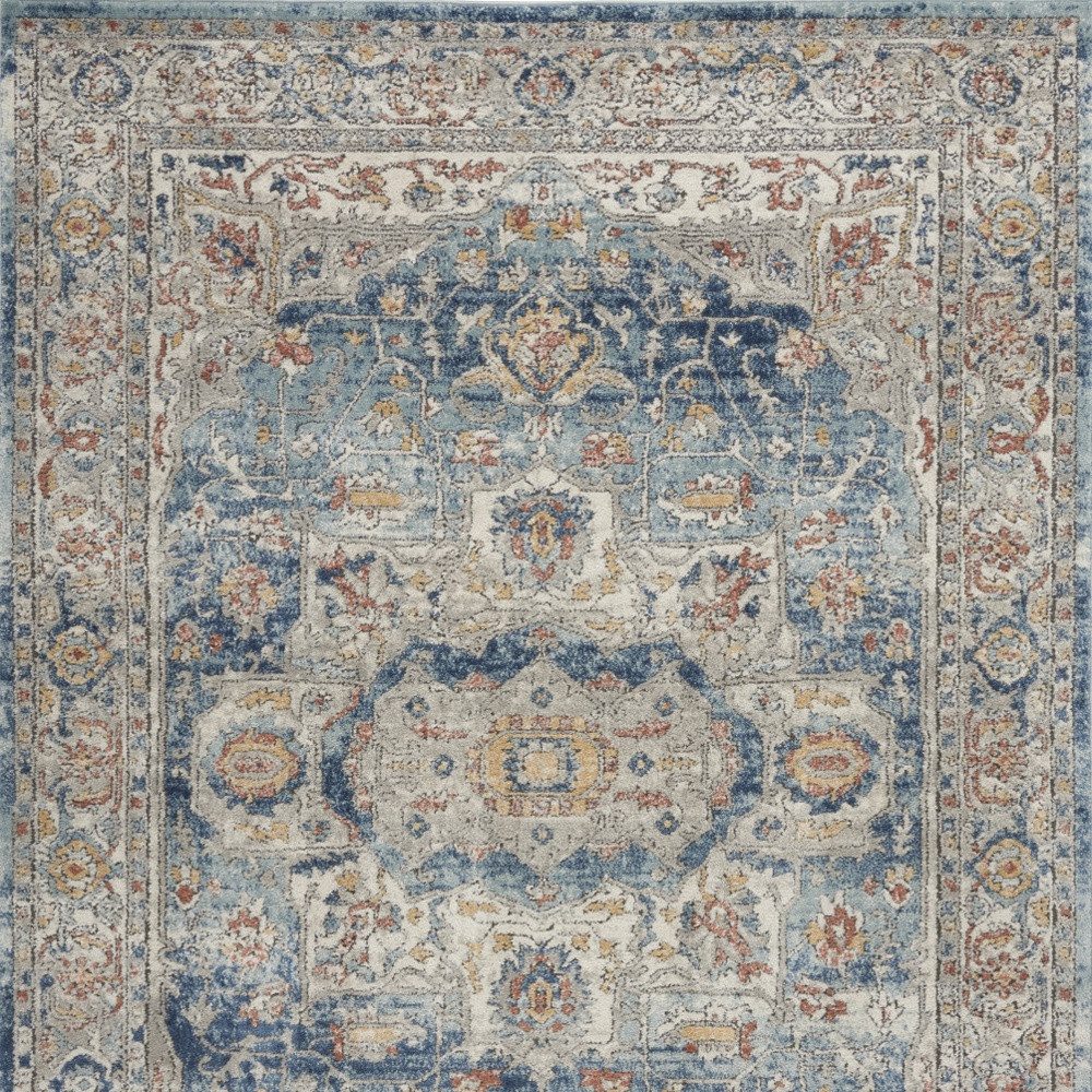 4′ X 6′ Ivory And Blue Oriental Area Rug
