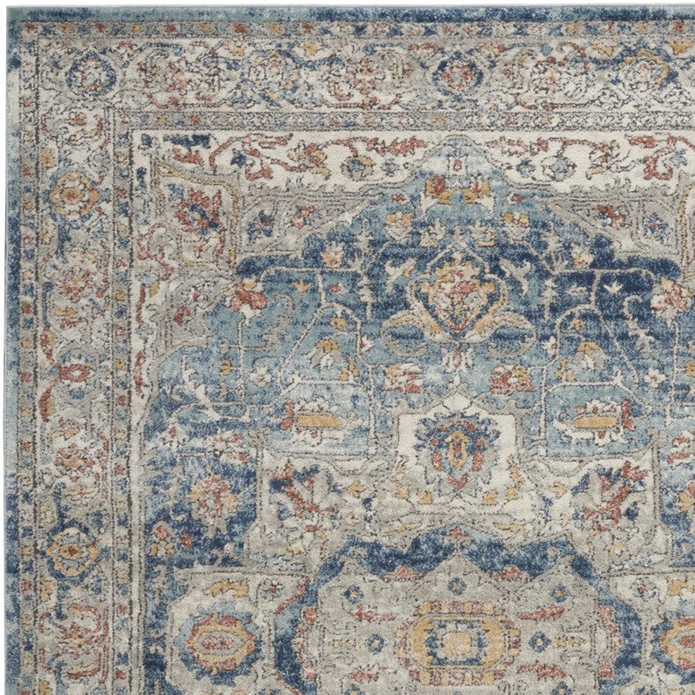 5′ X 7′ Ivory And Blue Oriental Area Rug