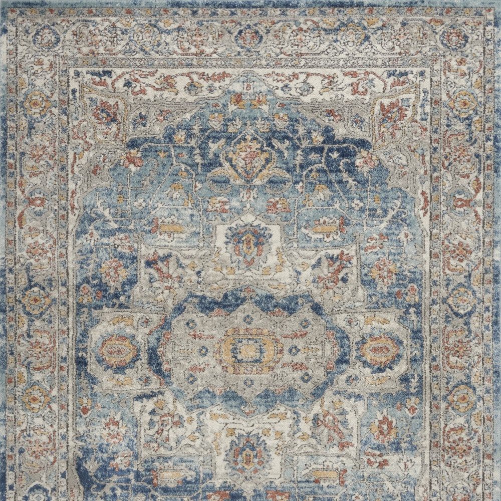 5′ X 7′ Ivory And Blue Oriental Area Rug