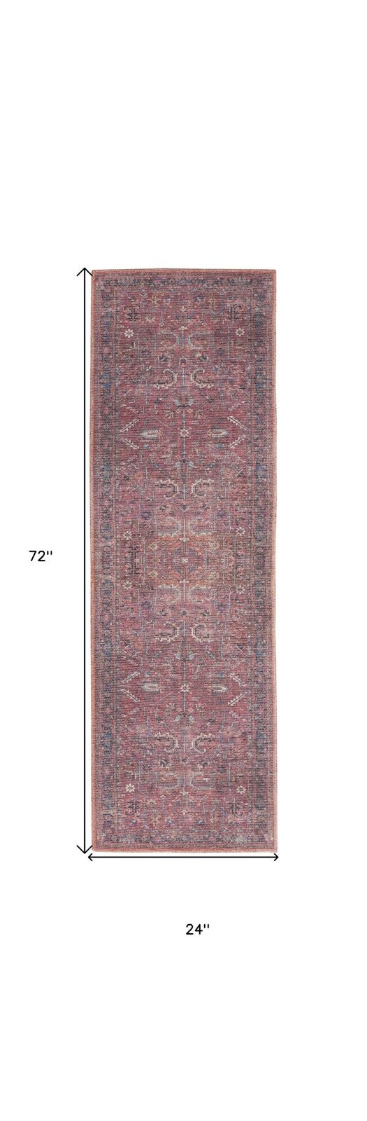 2′ X 6′ Brick Oriental Distressed Washable Runner Rug
