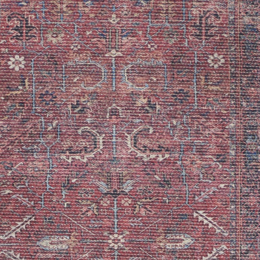 2′ X 6′ Brick Oriental Distressed Washable Runner Rug