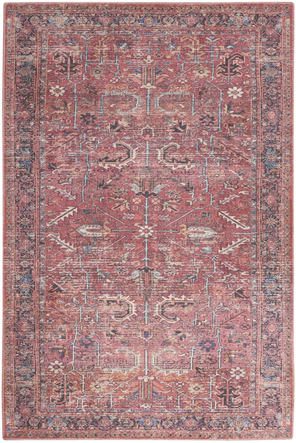 4′ X 6′ Brick Oriental Distressed Washable Area Rug