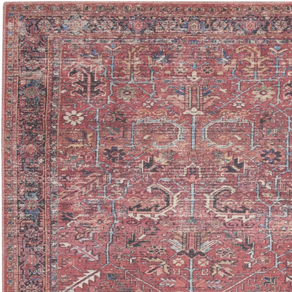 4′ X 6′ Brick Oriental Distressed Washable Area Rug