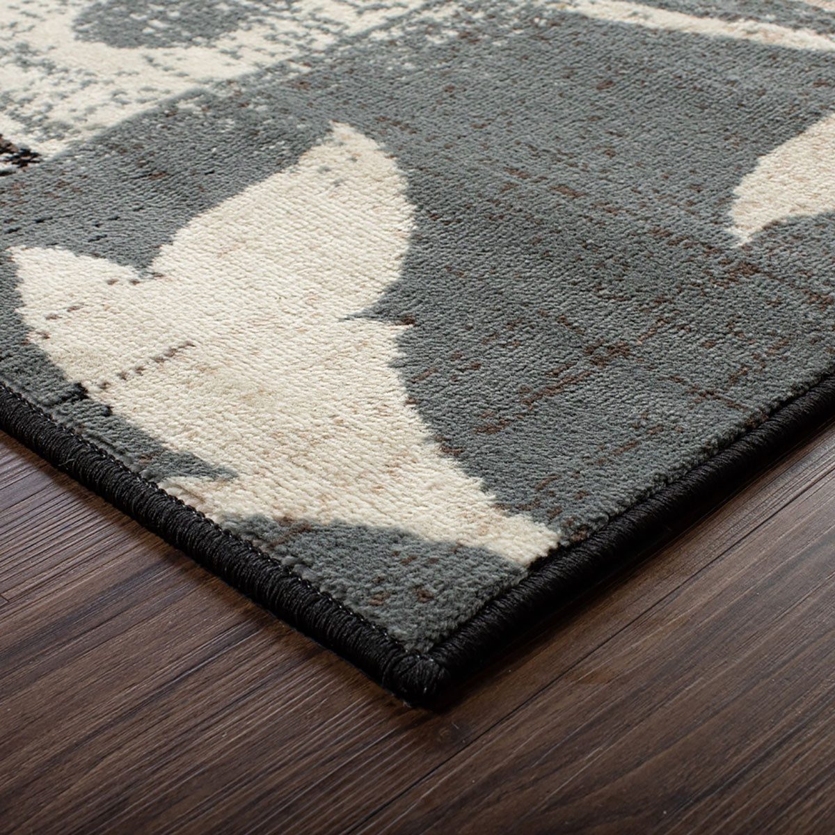 12′ Beige Brown and Gray Distressed Floral Runner