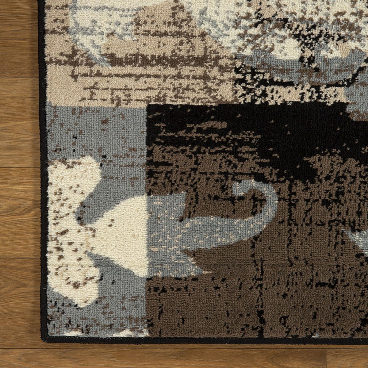 12′ Beige Brown and Gray Distressed Floral Runner