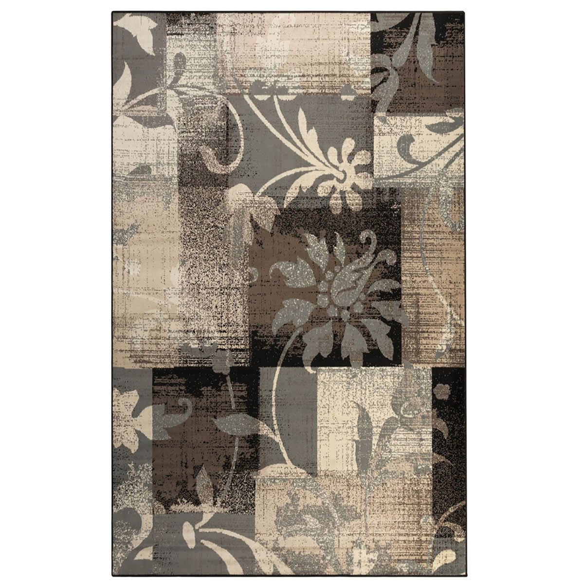 6′ X 9′ Beige Brown Gray Floral Distressed Area Rug