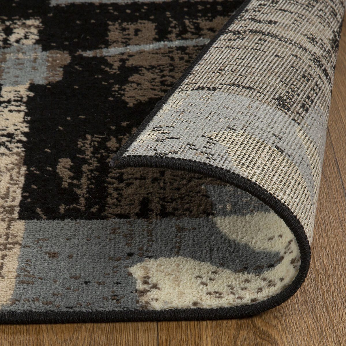 8′ Beige Brown and Gray Floral Distressed Square Rug