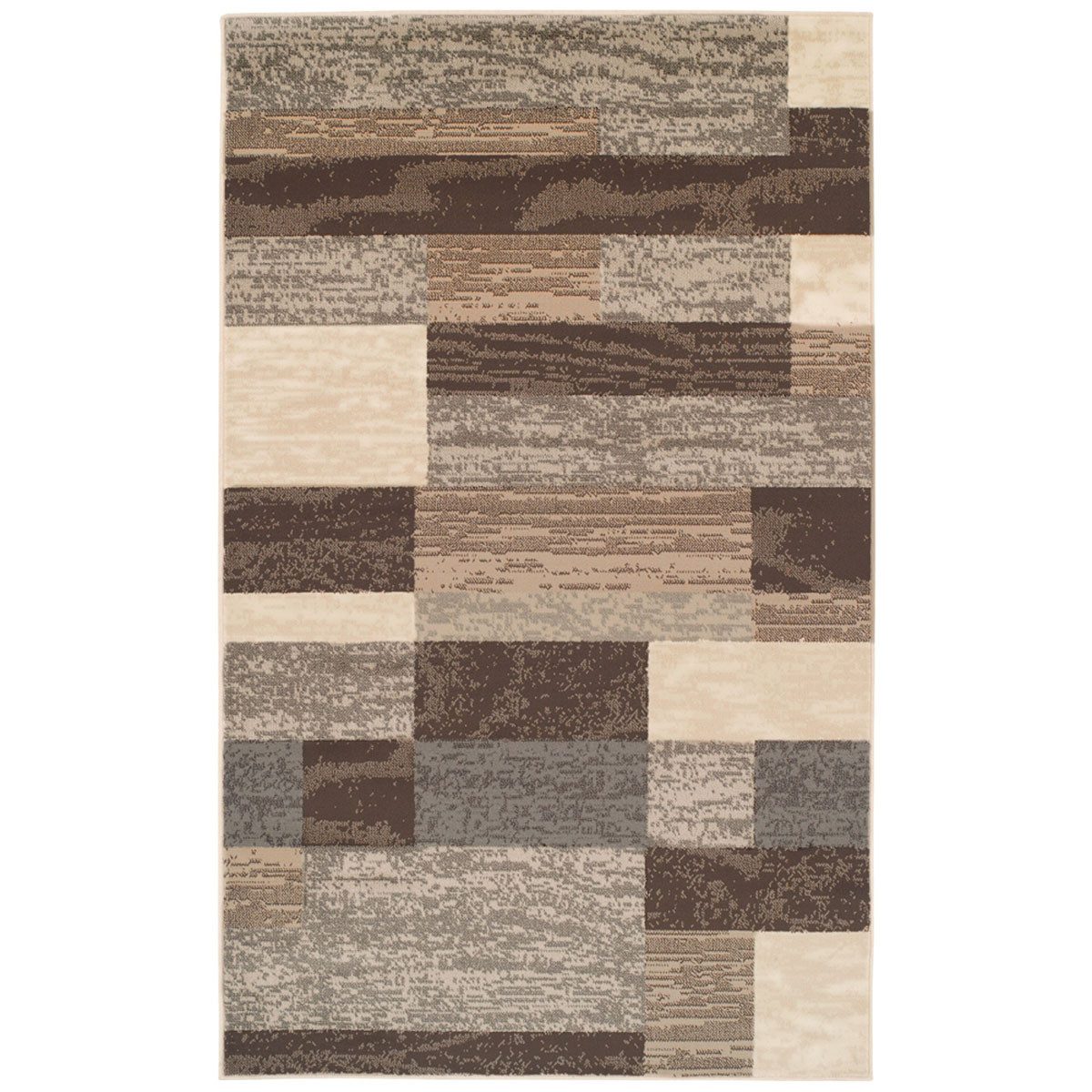 3′ X 5′ Beige Slate Gray Brown Patchwork Area Rug