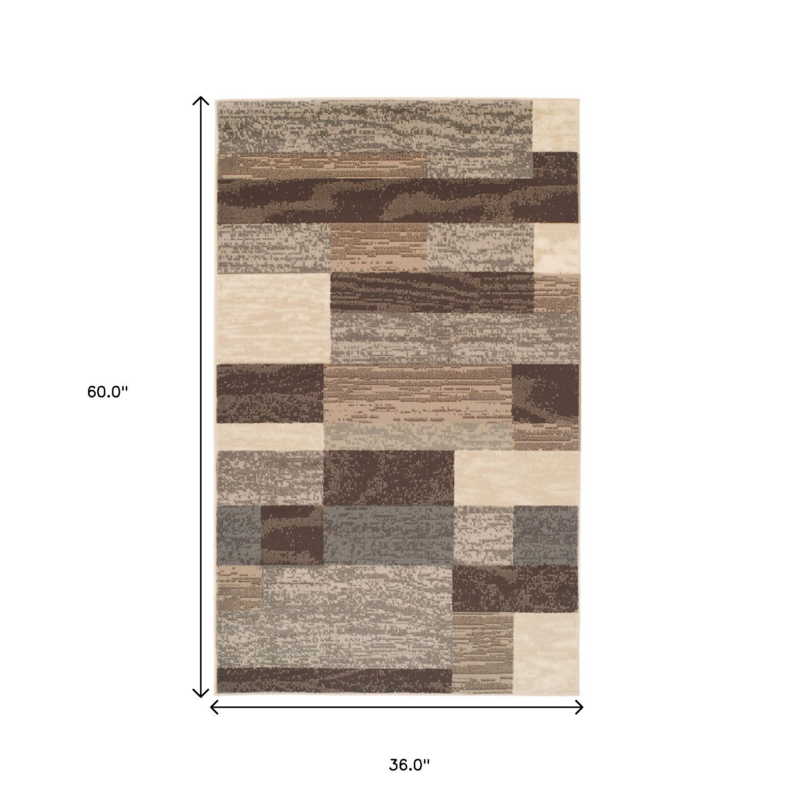 3′ X 5′ Beige Slate Gray Brown Patchwork Area Rug