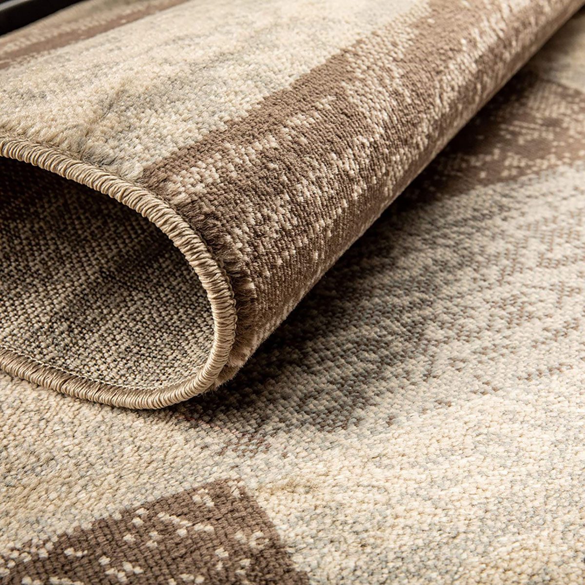 4′ X 6′ Beige Slate Gray Brown Patchwork Area Rug