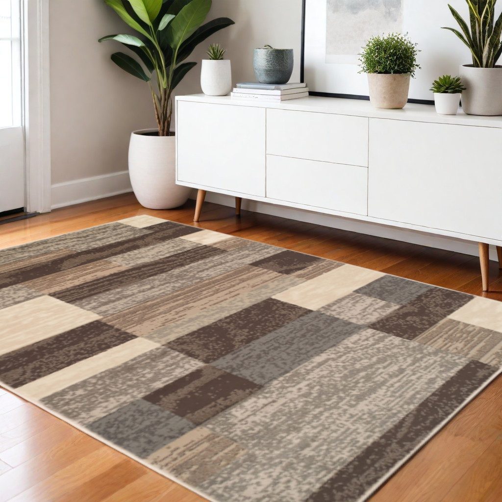 4′ X 6′ Beige Slate Gray Brown Patchwork Area Rug
