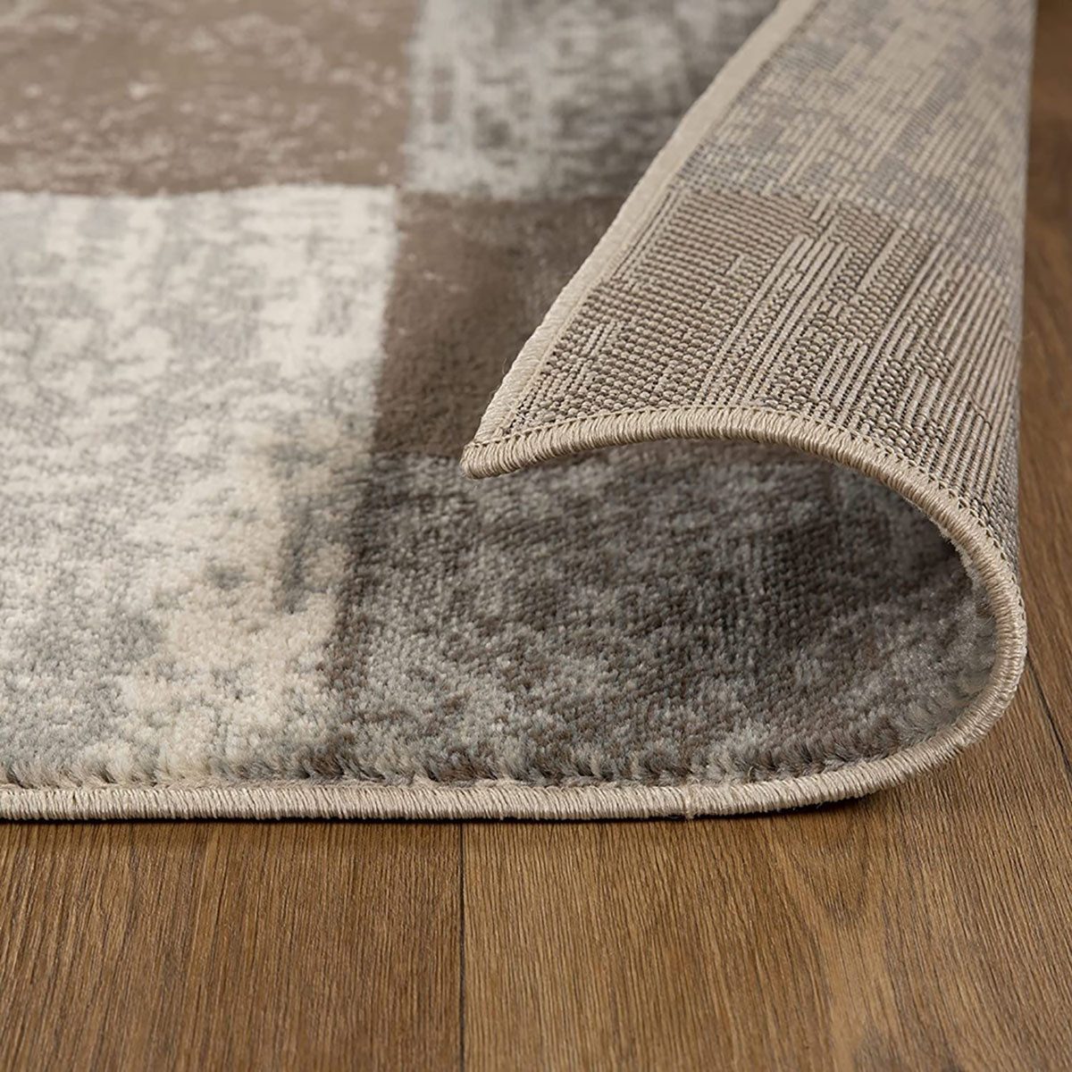 5′ X 8′ Beige Slate Gray Brown Patchwork Area Rug